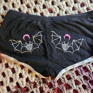 Too Fast Black Shorts with Pink and White Bat Design